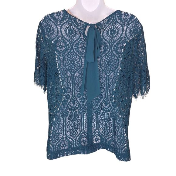 Loft Ann Taylor Floral Lace Blouse Top Size Medium - Picture 2 of 6